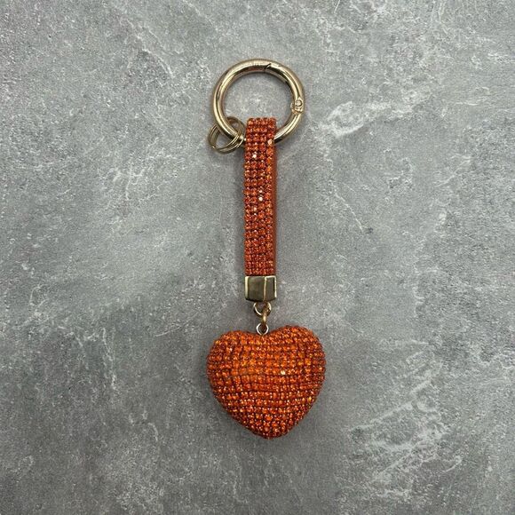 NWOT Sparkling Red Rhinestone Heart Keychain Charm Purse Key Ring - Picture 1 of 9